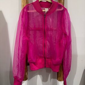 Dolan Vibrant Pink Sheer Bomber Jacket